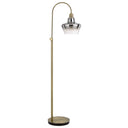 Adjustable Arc Floor Lamp With Antiqued Brass Mirrored Glass Novelty Shade - Brass - HomeRoots - Floor Lamps - Elite Enclave Home