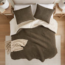 Riordan - 2 Piece Twin Waffle Knit Comforter Set - Brown