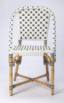 Faux Rattan Dining Chair - White And Brown