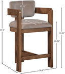 Sacha - Velvet Stool With Brown Base - Meridian Furniture - Counter Height (24" - 27") - Elite Enclave Home