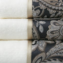 Aubrey - 6 Piece Jacquard Towel Set - Black - Madison Park - Towel Sets - Elite Enclave Home