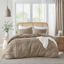 Porter - Full Soft Washed Pleated Duvet Cover Set - Khaki - Comfort Spaces - Duvet Covers & Shams - Elite Enclave Home