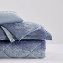 Felicia - Velvet Queen Duvet Cover Set With Throw Pillow - Blue
