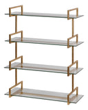 Uttermost Auley Wall Shelf in Gold – modern floating glass shelf with gold frame