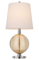 Metal Globe Table Lamp With White Empire Shade - Nickel