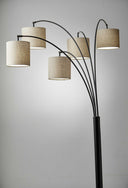Five Light Tree Floor Lamp With Beige Solid Color Drum Shade - Black / Bronze - HomeRoots - Floor Lamps - Elite Enclave Home
