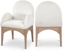 Waldorf - Chenille Dining Arm Chair With Natural Legs - Meridian Furniture - Arm Chairs - Elite Enclave Home