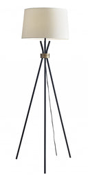 Tripod Floor Lamp With White Empire Shade - Black - HomeRoots - Floor Lamps - Elite Enclave Home