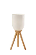 Solid Wood Tripod Table Lamp With White Ribbed Glass Shade - Natural - HomeRoots - Table Lamps - Elite Enclave Home