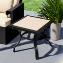 Square Ceramic Outdoor Side Table - Beige And Ivory