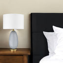Glass Table Lamp With White Drum Shade - Light Gray