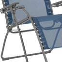Steel Outdoor Zero Gravity Chair With Blue Cushion - Blue And Gray
