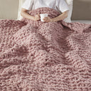 Chenille Chunky Knit - Throw - Blush - Madison Park - Throws - Elite Enclave Home