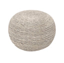 Wool Round Ribbed Pouf Ottoman - Gray - HomeRoots - Accent Poufs - Elite Enclave Home
