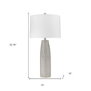 Ceramic Table Lamp With White Drum Shade - Light Gray