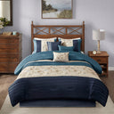 Serene - King Embroidered Piece Comforter (Set of 7) - Navy