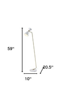 Task Floor Lamp With White Metal Cone Shade - Brass - HomeRoots - Floor Lamps - Elite Enclave Home