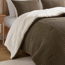 Riordan - 2 Piece Twin Waffle Knit Comforter Set - Brown