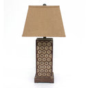 Solid Wood Bedside Table Lamp With Brown Shade - Brown