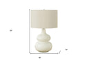 Ceramic Gourd Table Lamp With Drum Shade - Cream - HomeRoots - Table Lamps - Elite Enclave Home