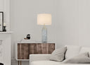 Glass Table Lamp With White Drum Shade - Aqua And Gray