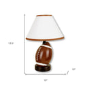 Football Shaped Table Lamp With Shade - Dark Brown White