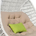 Metal Indoor Outdoor Swing Chair With Beige Cushion - Beige And White