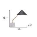 Metal Bedside Table Lamp With Black Cone Shade - White - HomeRoots - Table Lamps - Elite Enclave Home