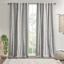 Imani - Cotton Printed Curtain Panel With Chenille Stripe And Lining - Gray - INK+IVY - Curtains & Drapes - Elite Enclave Home