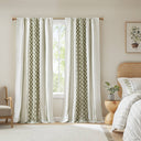 Imani - 50x95" Printed Curtain Panel With Stripe And Lining - Green - INK+IVY - Curtains & Drapes - Elite Enclave Home