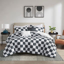 Miley - Checkered Twin Comforter Set - Black / White