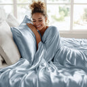 Satin - 6 Piece Full Luxury Sheet Set - Blue