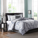 Vienna - King 7 Piece Printed Comforter Set - Gray