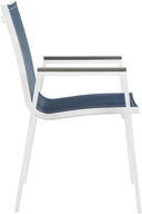Nizuc - Outdoor Patio Dining Arm Chair With White Frame And Gray Arms (Set of 2)