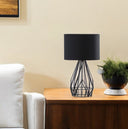 Asymmetric Cage Metal Table Lamp - Black