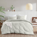 Porter - California King Soft Washed Pleated Duvet Cover Set - Silver
