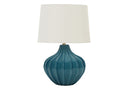Ceramic Gourd Table Lamp With Cream Empire Shade - Blue - HomeRoots - Table Lamps - Elite Enclave Home