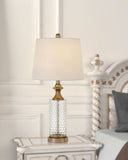 Glass Table Lamps (Set of 2) - Honeycomb And Rose Gold