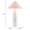 Metal Bedside Table Lamp With Beige Empire Shade - White