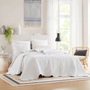 Tuscany - 3 Piece Reversible Scalloped Edge Coverlet Set - White
