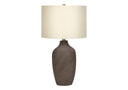 Ceramic Urn Table Lamp With Beige Drum Shade - Gray - HomeRoots - Table Lamps - Elite Enclave Home