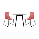 3 Piece Stone Dining Set With Two Chairs - Gray And Red