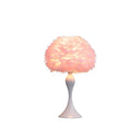 Glam Faux Feather And White Metal Table Lamp - Pink