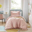 Phoebe - Twin/Twin Long Diamond Quilted Ruffle Edge Comforter Set - Blush