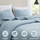 Tuscany - 3 Piece Full Reversible Scalloped Edge Quilt Set - Blue