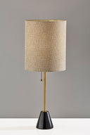 Marble And Metal Table Lamp With Beige Drum Shade - Black And Gold - HomeRoots - Table Lamps - Elite Enclave Home