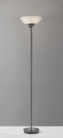 Modern Nickel Thick Pole Torchiere Floor Lamp - Black / White - HomeRoots - Floor Lamps - Elite Enclave Home