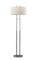 Brushed Task Floor Lamp With Fabric Drum Shade - Silver / White - HomeRoots - Floor Lamps - Elite Enclave Home