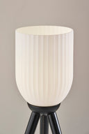 Solid Wood Tripod Table Lamp With White Ribbed Glass Shade - Black - HomeRoots - Table Lamps - Elite Enclave Home