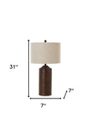 Table Lamp USB With Beige Drum Shade (Set of 2) - Distressed Brown